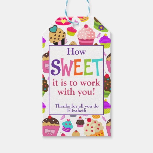 Étiquettes-cadeau Collègue de collègue Sweet Cupcake (Devant)