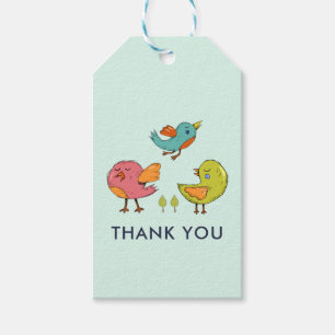 Étiquettes-cadeau Coloré mignon Oiseaux Whimsical Merci