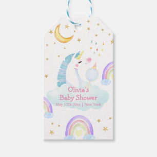 Étiquettes-cadeau Coloré Rainbow Moon Star Unicorn Baby shower