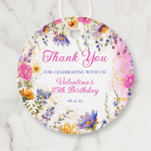 Étiquettes Cadeau Coloré rose Floral Anniversaire Tea Party Merci