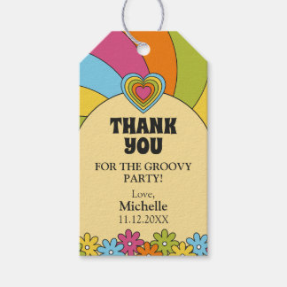 Étiquettes-cadeau Colorful 60s Music Groovy Party 80th Birthday