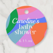 Étiquettes Cadeau Colorful Baby Shower Abstract Waves Modern Custom (Devant)