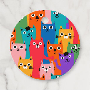 Étiquettes Cadeau Colorful cats