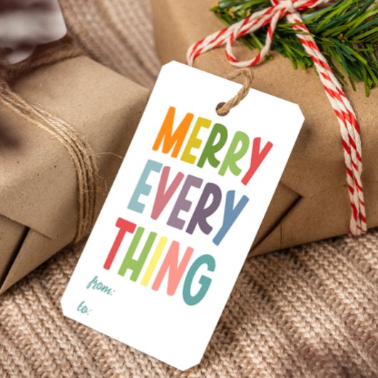 Étiquettes-cadeau Colorful Merry Everything Inclusive cute