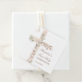 Étiquettes Cadeau communion de la première croix sainte florale (En situation)