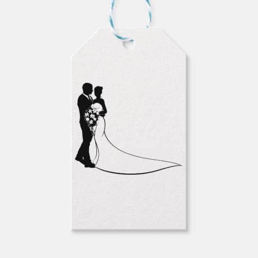 Étiquettes-cadeau Concept Mariage de silhouette de mariée et de cham (Devant)
