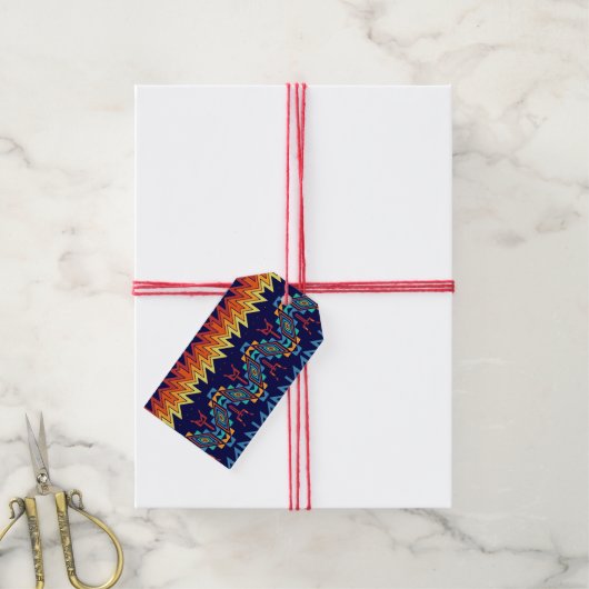 Étiquettes-cadeau Conception abstraite de la conception tribale (Avec de la ficelle)