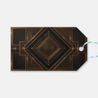 Étiquettes-cadeau Conception Art Déco avec lignes dorées géométrique