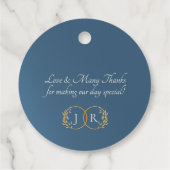 Étiquettes Cadeau Conception Baroque & Monogramme - Bleu (Dos)