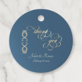 Étiquettes Cadeau Conception Baroque & Monogramme - Bleu (Devant)