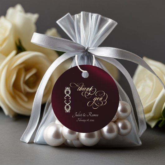 Étiquettes Cadeau Conception Baroque & Monogramme - Bourgogne
