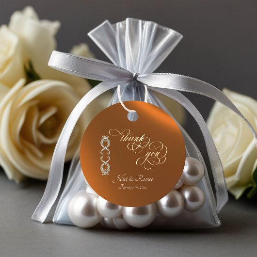 Étiquettes Cadeau Conception Baroque & Monogramme - Cuivre