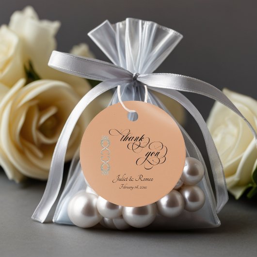 Étiquettes Cadeau Conception Baroque & monogramme - pêche