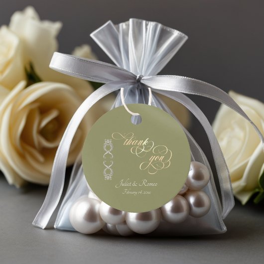 Étiquettes Cadeau Conception Baroque & monogramme - Sauge