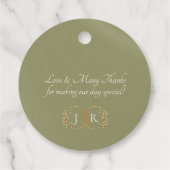 Étiquettes Cadeau Conception Baroque & monogramme - Sauge (Dos)