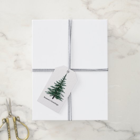 Étiquettes-cadeau Conception d'arbre à feuilles persistantes minimal (Avec de la ficelle)