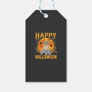 Étiquettes-cadeau Conception de chien effrayant Halloween Pug heureu