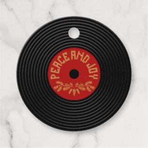 Étiquettes Cadeau Conception de disques vinyle Peace and joy