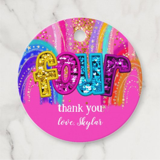 Étiquettes Cadeau Conception de la partie arc-en-ciel Anniversaire d (Devant)