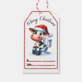 Étiquettes-cadeau Conception de l'étiquette de Noël de vache joueuse (Devant)