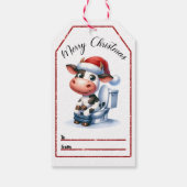 Étiquettes-cadeau Conception de l'étiquette de Noël de vache joueuse (Dos)