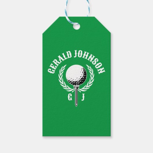 Étiquettes-cadeau Conception de monogramme de golf inversé élégant (Devant)