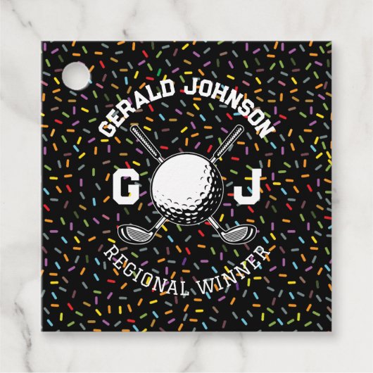 Étiquettes Cadeau Conception de monogramme de golf personnalisé avec (Devant)