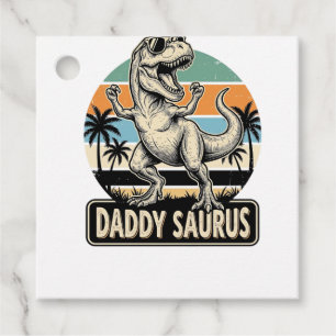 Étiquettes Cadeau Conception de t-shirt de dinosaure rétro Papa Saur