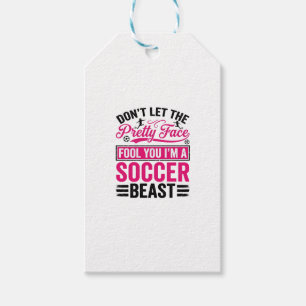 Étiquettes-cadeau Conception de T-shirt Vintage Pretty Face Soccer B