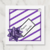 Étiquettes Cadeau Conception de vacances à rayures violettes (Dos)