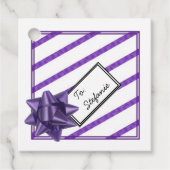 Étiquettes Cadeau Conception de vacances à rayures violettes (Devant)