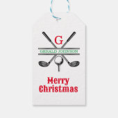 Étiquettes-cadeau Conception de vacances de monogramme de golf minim (Dos)