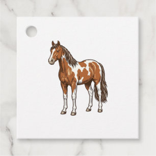 Étiquettes Cadeau Conception de vecteur de cheval Pinto gravé vintag