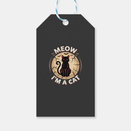 Étiquettes-cadeau Conception graphique de chat Meow Halloween_1 (Devant)