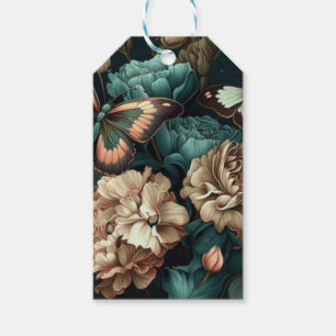 Étiquettes-cadeau Conception rétro vintage floral vert