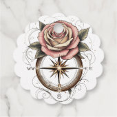 Étiquettes Cadeau Conception rose Boussole inspirée par le tatouage (Dos)