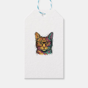 Étiquettes-cadeau Conception vectorielle de chat gravé vintage avec