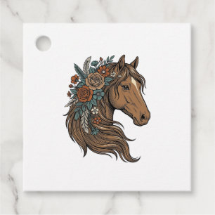 Étiquettes Cadeau Conception vectorielle de tête de cheval floral vi