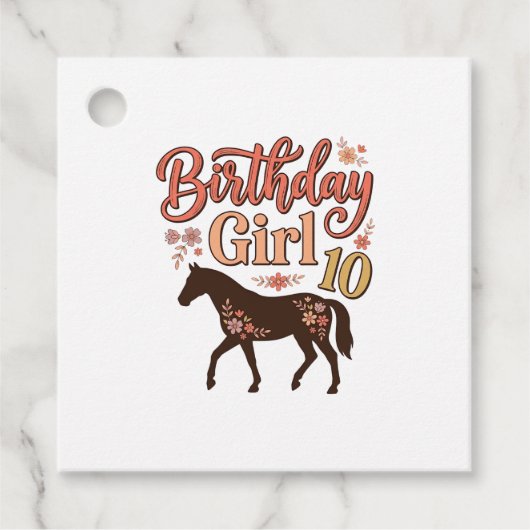 Étiquettes Cadeau Conception vectorielle florale de cheval 10 pour f (Devant)