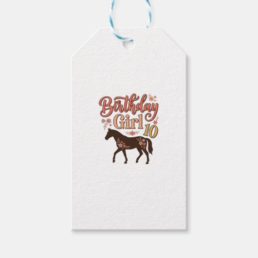 Étiquettes-cadeau Conception vectorielle florale de cheval 10 pour f (Devant)