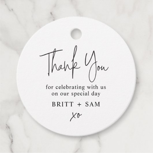 Étiquettes Cadeau Concours de mariage moderne Favor Script manuscrit (Devant)