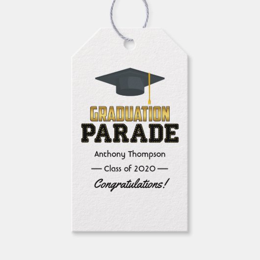 Étiquettes-cadeau Conduite par la Parade des diplômés Félicitations (Devant)