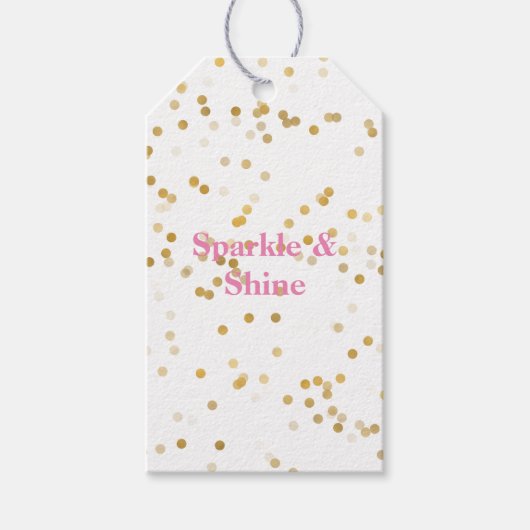Étiquettes-cadeau Confetti en or blanc (Devant)