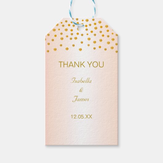 Étiquettes-cadeau Confetti en or Rose (Devant)