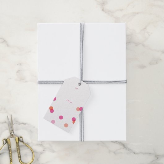 Étiquettes-cadeau Confetti moderne rose et orange Polk a Dot (Avec de la ficelle)