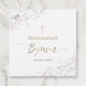 Étiquettes Cadeau confetti parties scintillant design Baptême Favori (Devant)