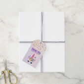 Étiquettes-cadeau Confetti rose unicorne tendance et Merci de fleurs (Avec de la ficelle)