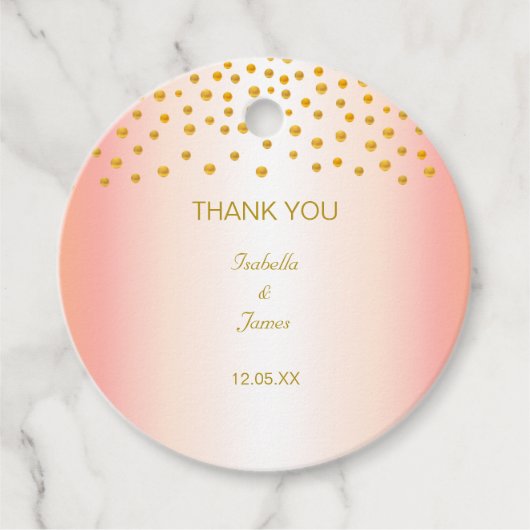 Étiquettes Cadeau Confettis dorés sur fond rose gold (Devant)