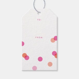 Étiquettes-cadeau Confettis Modernes Rose et Orange Polk a Dot