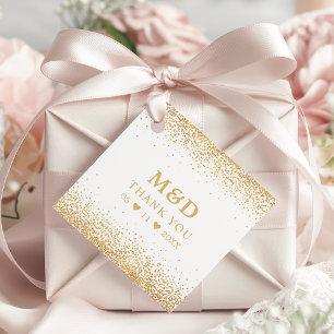 Étiquettes Cadeau Confettis Pailletés Or Remerciements De Mariage Él